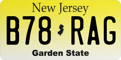 NJ license plate B78RAG