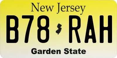NJ license plate B78RAH