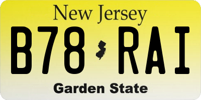 NJ license plate B78RAI