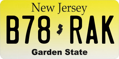 NJ license plate B78RAK