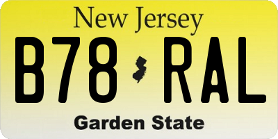 NJ license plate B78RAL