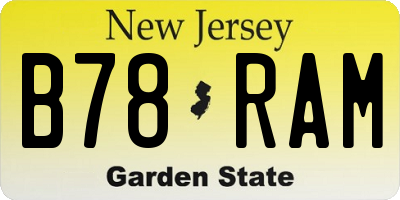 NJ license plate B78RAM
