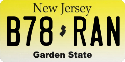NJ license plate B78RAN