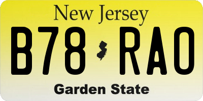 NJ license plate B78RAO