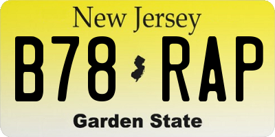 NJ license plate B78RAP