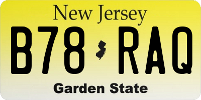NJ license plate B78RAQ