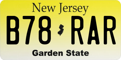 NJ license plate B78RAR