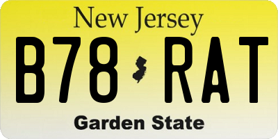 NJ license plate B78RAT