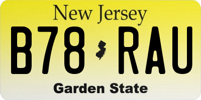 NJ license plate B78RAU