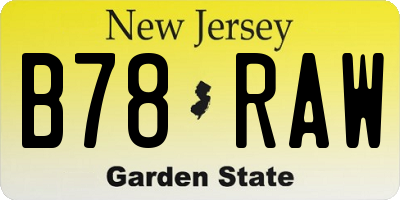 NJ license plate B78RAW