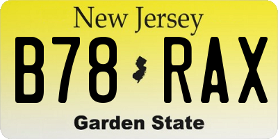 NJ license plate B78RAX
