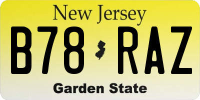 NJ license plate B78RAZ