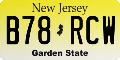 NJ license plate B78RCW