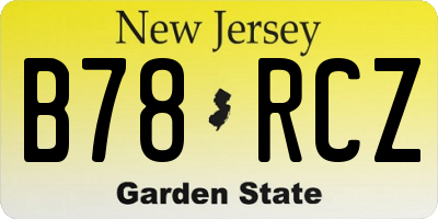 NJ license plate B78RCZ