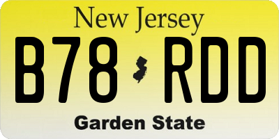 NJ license plate B78RDD