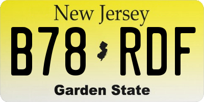 NJ license plate B78RDF