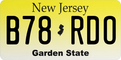 NJ license plate B78RDO