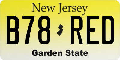 NJ license plate B78RED