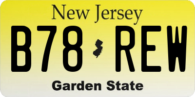 NJ license plate B78REW