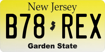 NJ license plate B78REX