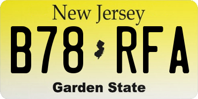 NJ license plate B78RFA