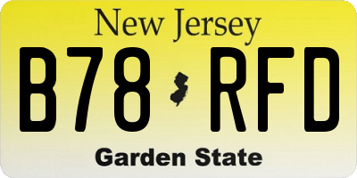 NJ license plate B78RFD