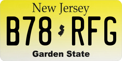 NJ license plate B78RFG