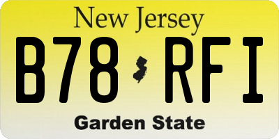 NJ license plate B78RFI