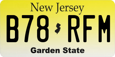 NJ license plate B78RFM