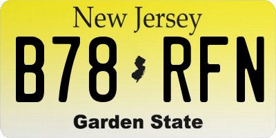 NJ license plate B78RFN