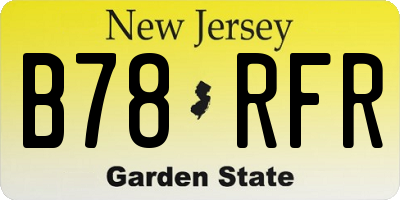 NJ license plate B78RFR