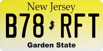 NJ license plate B78RFT
