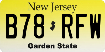 NJ license plate B78RFW