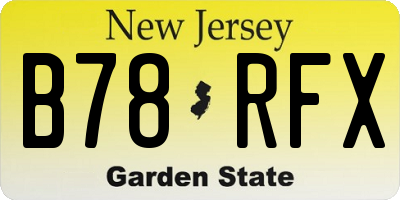 NJ license plate B78RFX
