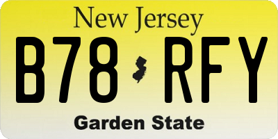 NJ license plate B78RFY