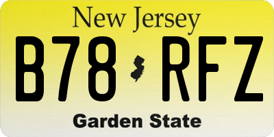 NJ license plate B78RFZ