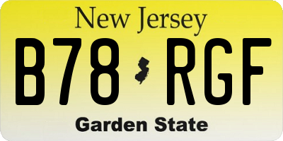 NJ license plate B78RGF