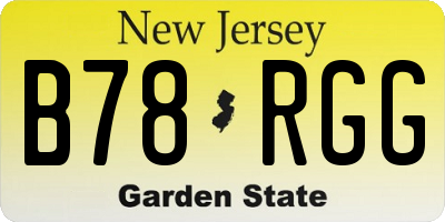 NJ license plate B78RGG