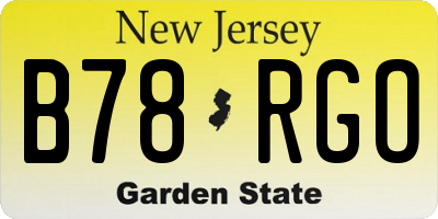 NJ license plate B78RGO