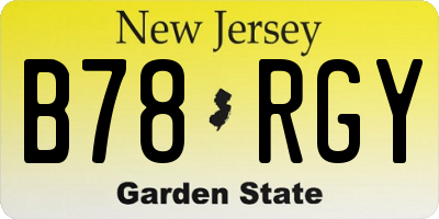 NJ license plate B78RGY