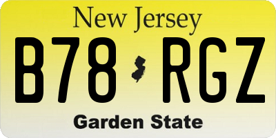 NJ license plate B78RGZ