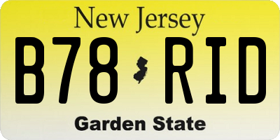 NJ license plate B78RID