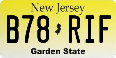 NJ license plate B78RIF