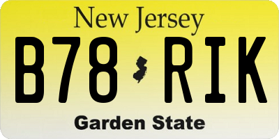 NJ license plate B78RIK