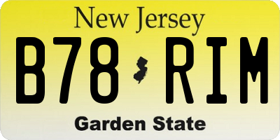 NJ license plate B78RIM