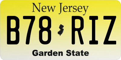 NJ license plate B78RIZ