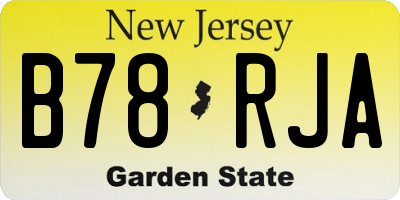 NJ license plate B78RJA