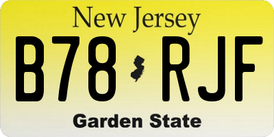 NJ license plate B78RJF