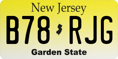 NJ license plate B78RJG