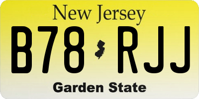 NJ license plate B78RJJ